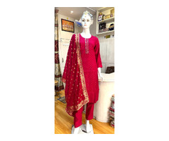Sequins Worked Cotton Kurtha Sets - 3
