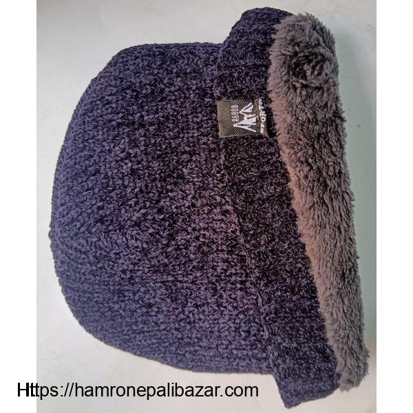 Soft outer layer woolen + inside layer Fur Topi - 1/3