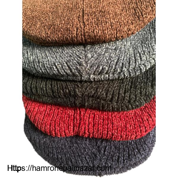 Soft outer layer woolen + inside layer Fur Topi - 2/3