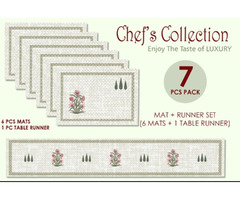 POLYLINEN TABLE RUNNERS WITH MATS.. BAKRAM