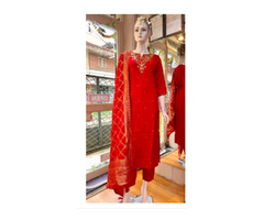 Hand Worked Dola- Silk Kurti Set For Women