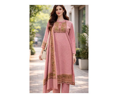 Pink Woolen Kurtha Set