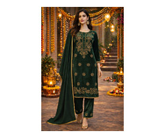 Velvet Three Piece Kurti Set