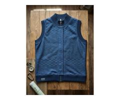 Wave-Textured Navy Utility Vest